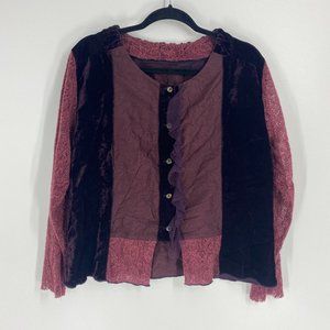 Nooshin Femme | Button Down Maroon Ruffle Top M